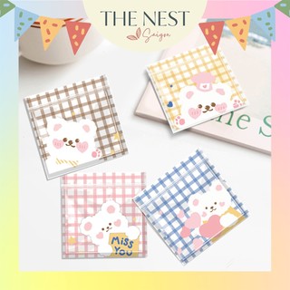 Túi zip bag nhựa đựng đồ đa năng gấu caro 13.5x13.5cm
