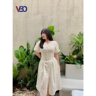 Đầm caro phối nút bọc Bigsize DA013