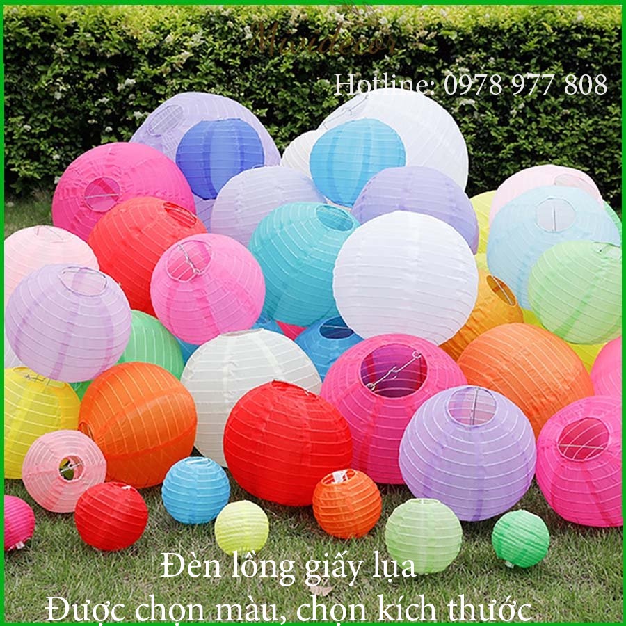 Đèn lồng giấy lụa được chọn mầu chịu được trời mưa nhẹ tổng hợp đủ màu