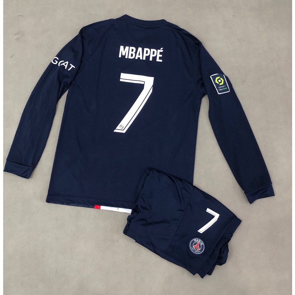 Bộ quần áo đá banh Mbappe PSG sân nhà DÀI TAY 2023