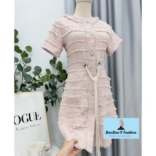 Đầm dạ hồng cách điệu siêu hot