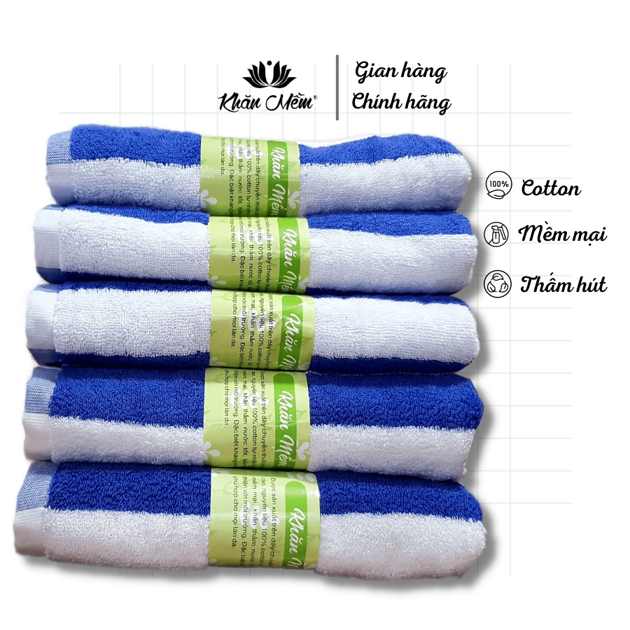 5 Khăn Tắm Khăn Mềm Kích thước 60x120cm - Chất liệu 100% cotton thấm hút tốt, không xổ lông không ra màu