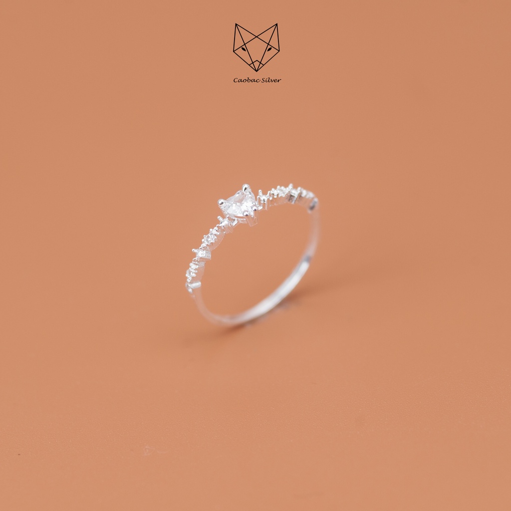 Nhẫn Bạc Ta Cao Cấp CaoBac Silver Thiết Kế Mặt Tim Đính Đá Tính Tế , Lấp Lánh, Mới Lạ Dành Tặng Riêng Cho Bạn Gái