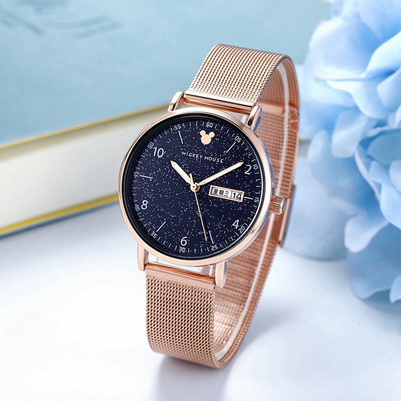 Đồng Hồ Đeo Tay disney Có Lịch Dành Cho Nữ | Đồng Hồ quartz Dây Da Cho Nữ
