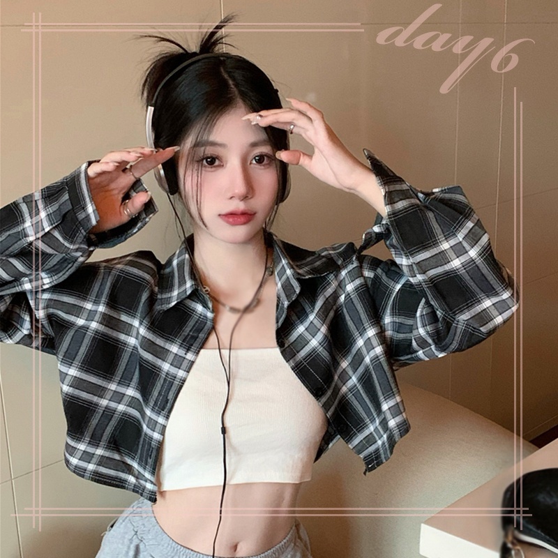 Áo Sơ Mi Caro Tay Dài Dáng Rộng Trẻ Trung Hợp Thời Trang Hàn Quốc Cho Bạn Gái