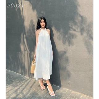 Xả hàng - Đầm maxi cổ yếm sexy màu trắng