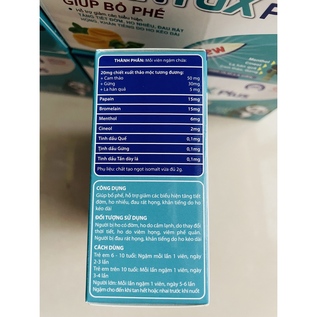 Viên ngậm thảo dược FRANTUX Plus giúp giảm ho, long đờm, bổ phế. Hộp 40 viên