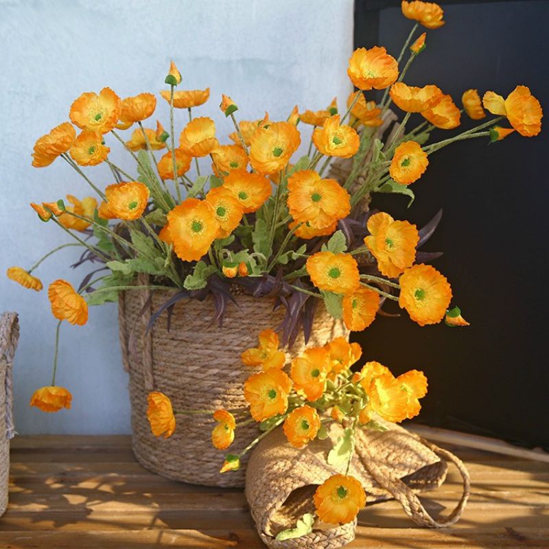 Hoa Giả - Hoa Anh Túc - 1cành 4 bông -Trang trí nhà cửa cắm hoa để bàn siêu đẹp.