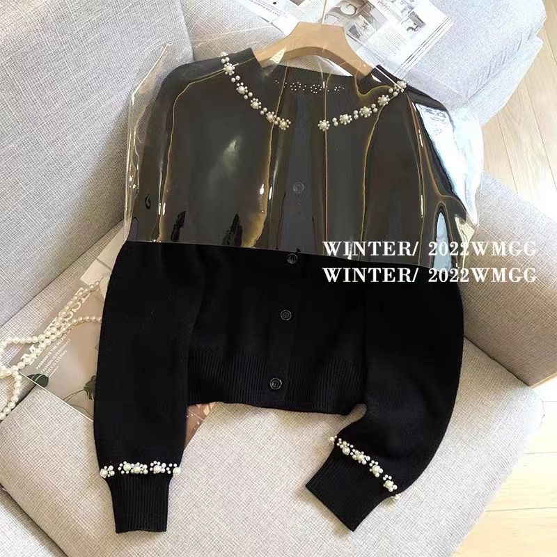 Áo Khoác Cardigan Dệt Kim Dáng Ngắn Màu Đen Thời Trang Xuân Thu Cho Nữ