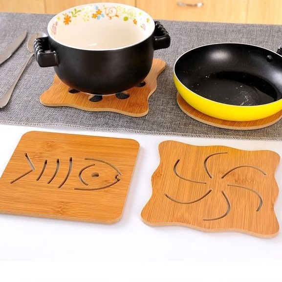 Miếng lót nồi lót cốc bằng gỗ cách nhiệt sang trọng nhiều hình