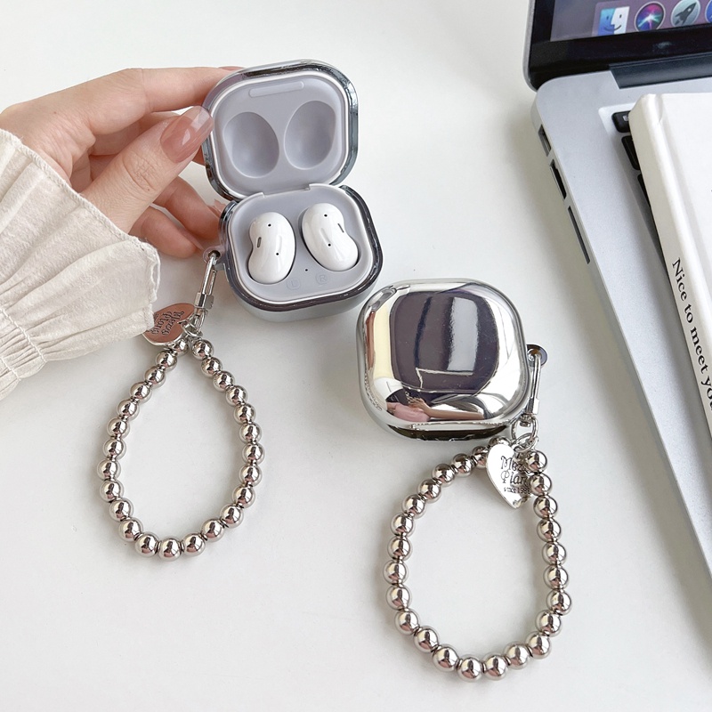 Ôp Điện Thoại Dẻo Màu Bạc Họa Tiết Trái Tim & Vòng Đeo Tay Thời Trang Cho samsung galaxy Buds 2 / Buds Live / Buds FE / Buds2 Pro / Buds Pro