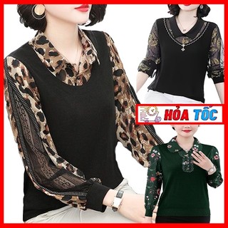 Áo kiểu trung niên nữ sang trọng tuổi 50 thời trang trung niên như thủy le006