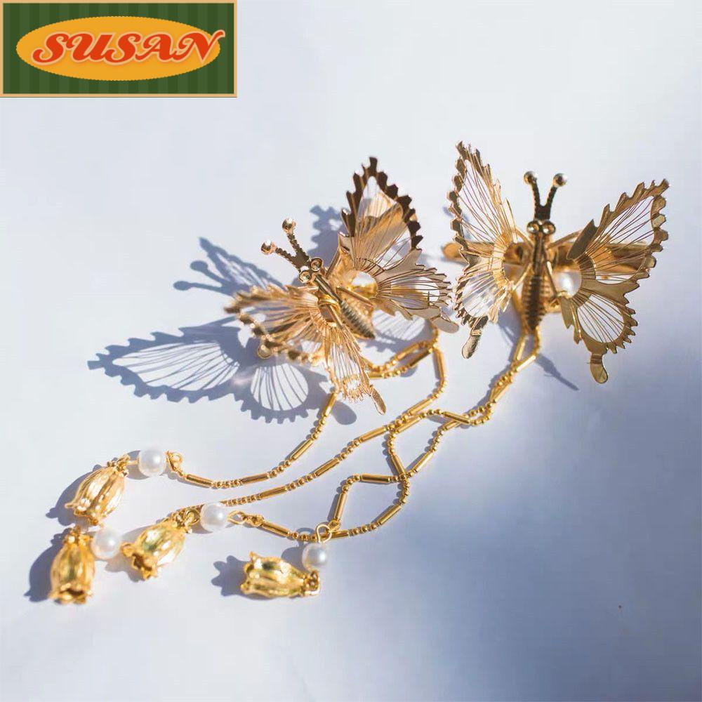 Kẹp tóc hình bướm bằng hợp kim phối tua rua phong cách cổ điển cho nữ