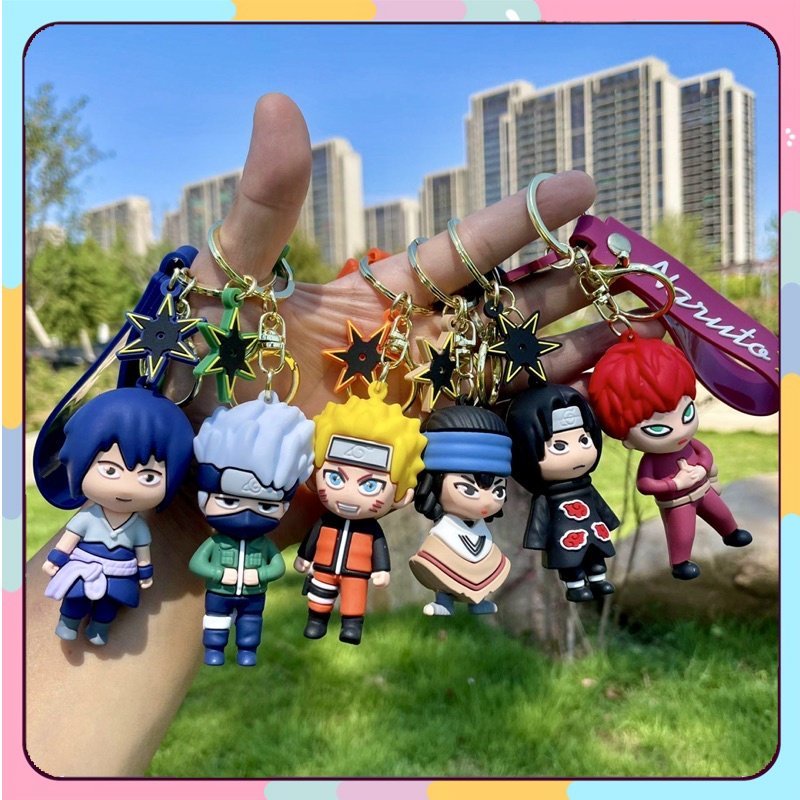 Móc chìa khoá Naruto Sasuke Kakashi Jijaiya Itachi Garaa Hinata Sakura hoạt hình Anime móc chìa khoá xe máy treo balo