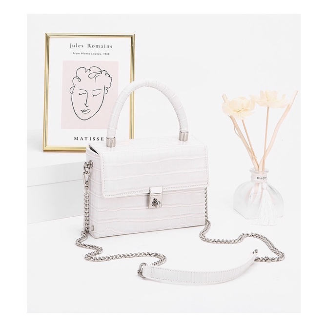 Túi Đeo Chéo Hình Vuông Nhỏ Họa Tiết Da Cá Sấu Thời Trang