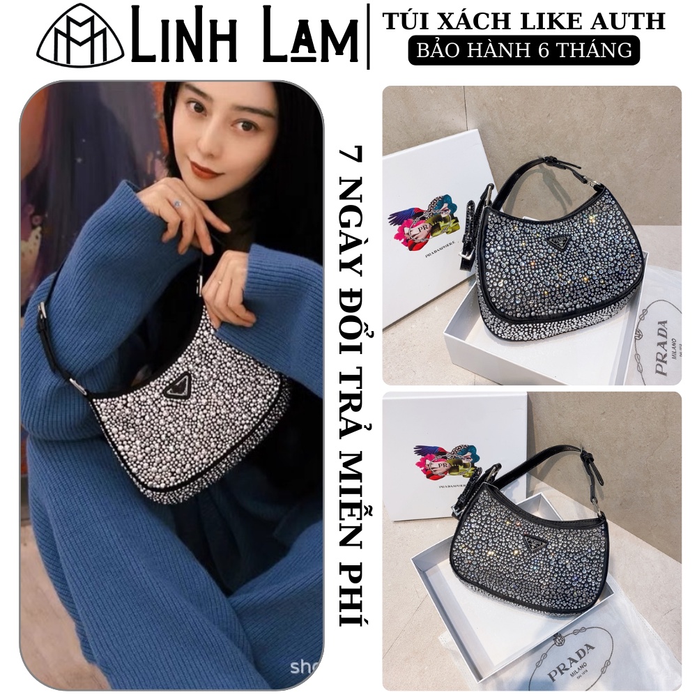 Túi xách nữ đeo vai PRADA đính đá ,túi xách nữ kẹp nách cao cấp, Size 23cm fullbox toàn bộ phụ kiện auth, bảo hành 6th