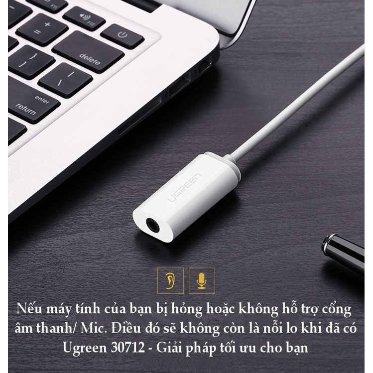Cáp Chuyển USB ra audio 3.5mm  Ugreen 30712 - Hàng Chính Hãng