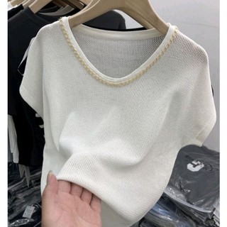 Áo thun len lưới phối xích