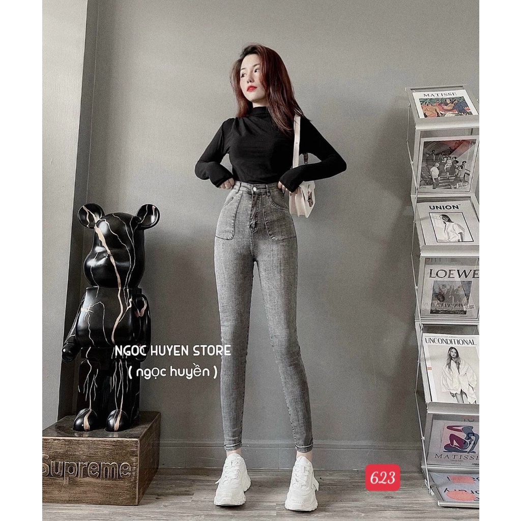 Quần jean nữ co giãn lưng cao siêu xinh, quần bò nữ cao cấp mẫu mới ôm dáng thời trang A-T Fashion - MQ509