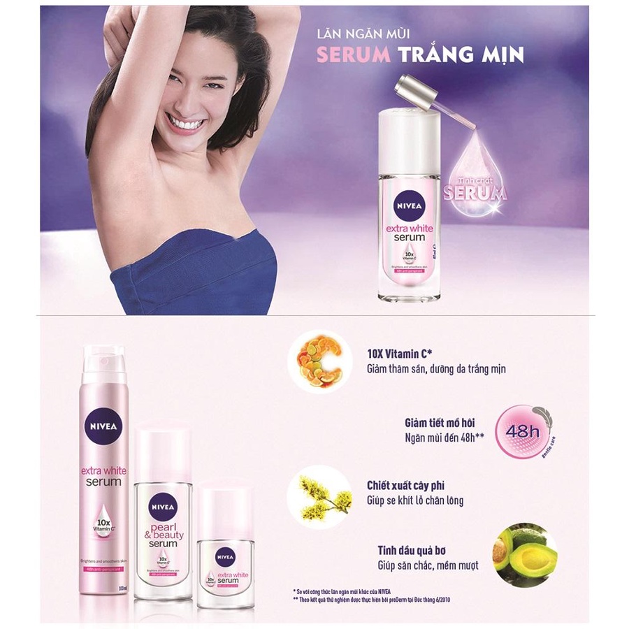 Lăn khử mùi Serum trắng mịn Nivea Extra White Serum (40ml)