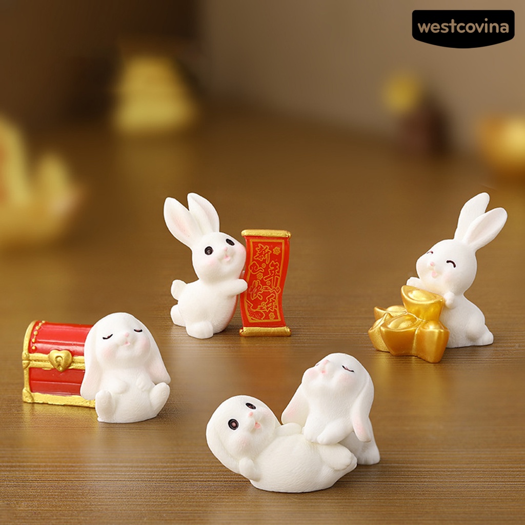 [Hot]☃Set 2 Đồ Chơi Thỏ Nhựa Dễ Thương Trang Trí Phòng Ngủ