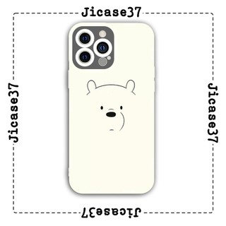 Ốp lưng iphone và samsung xiaomi oppo cạnh vuông Jicase gấu trắng