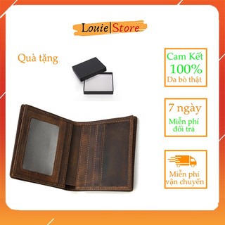 Ví da nam cao cấp, ví nam da bò sáp louie store size 11.5*9.5 - v2802