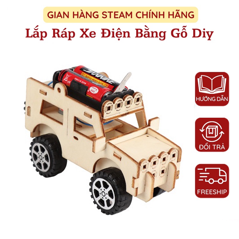 Bộ Đồ Chơi Lắp Ráp Xe Điện Bằng Gỗ Diy Công Nghệ Sáng Tạo Cho Bé