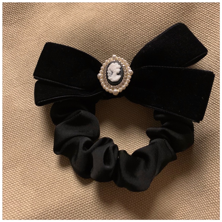 Dây Cột Tóc Nhung Đen Thắt Nơ Phong Cách Pháp Cho Nữ