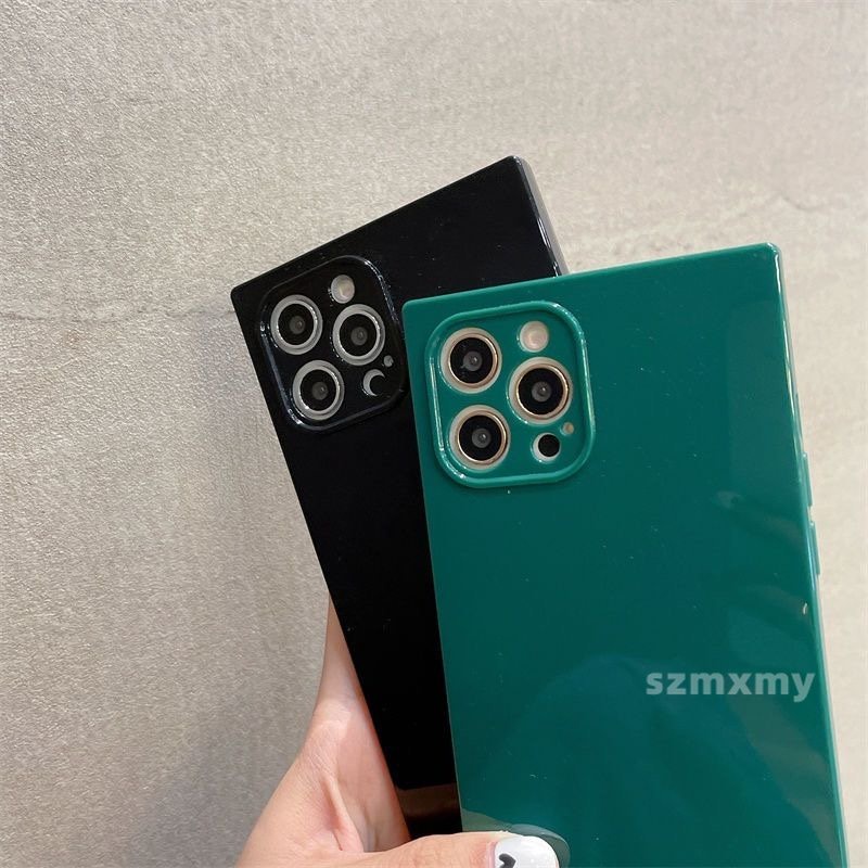 Ốp Điện Thoại Viền Vuông Màu Kẹo Huỳnh Quang Cho Iphone 14 12 13 11 Pro X / XS Max XR 7 8 14plus