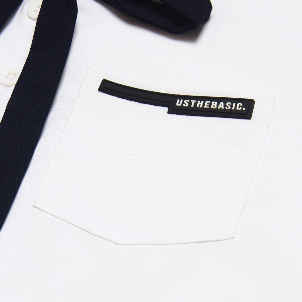Usthebasic - Áo Bow Tie Sailor Short Sleeve Croptop