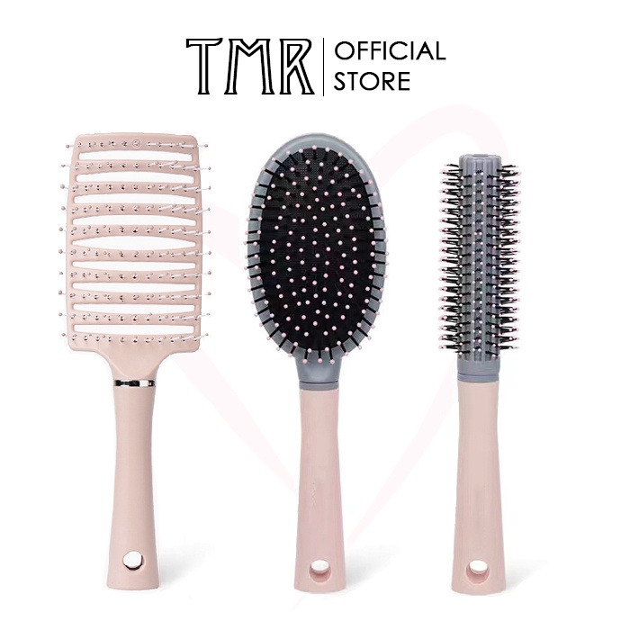 Lược Chải Tóc Gỡ Rối Angel Pink TMR Lược Massge Có Túi Đêm Khí, Lược Chuyên Dụng Cho Tóc Xoăn, Hồng Xinh Xắn