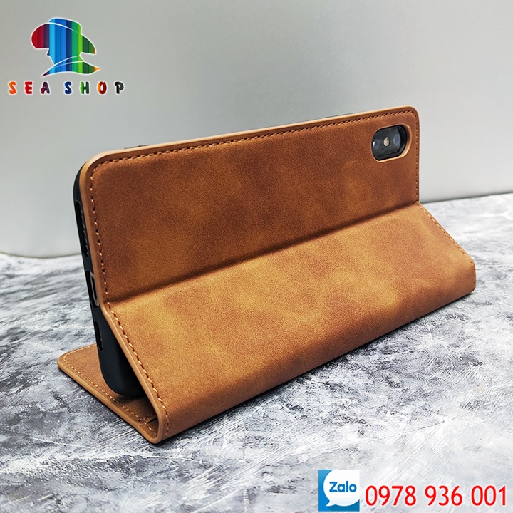 Bao da Samsung Note 9 - Thiết kế dạng ví sang trọng - Có ngăn cài thẻ - tiên - Nắp gập 2 mặt-làm từ da lộn