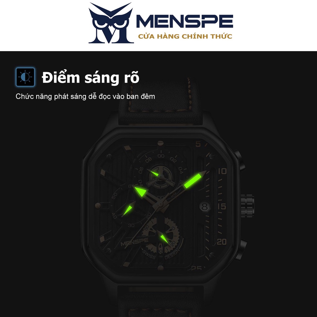 Đồng hồ quartz MENSPE có thể xem lịch dây đeo bằng da thời trang cao cấp | BigBuy360 - bigbuy360.vn