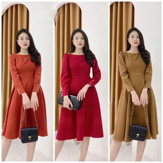 Váy nhung cổ thuyền thiết kế 02