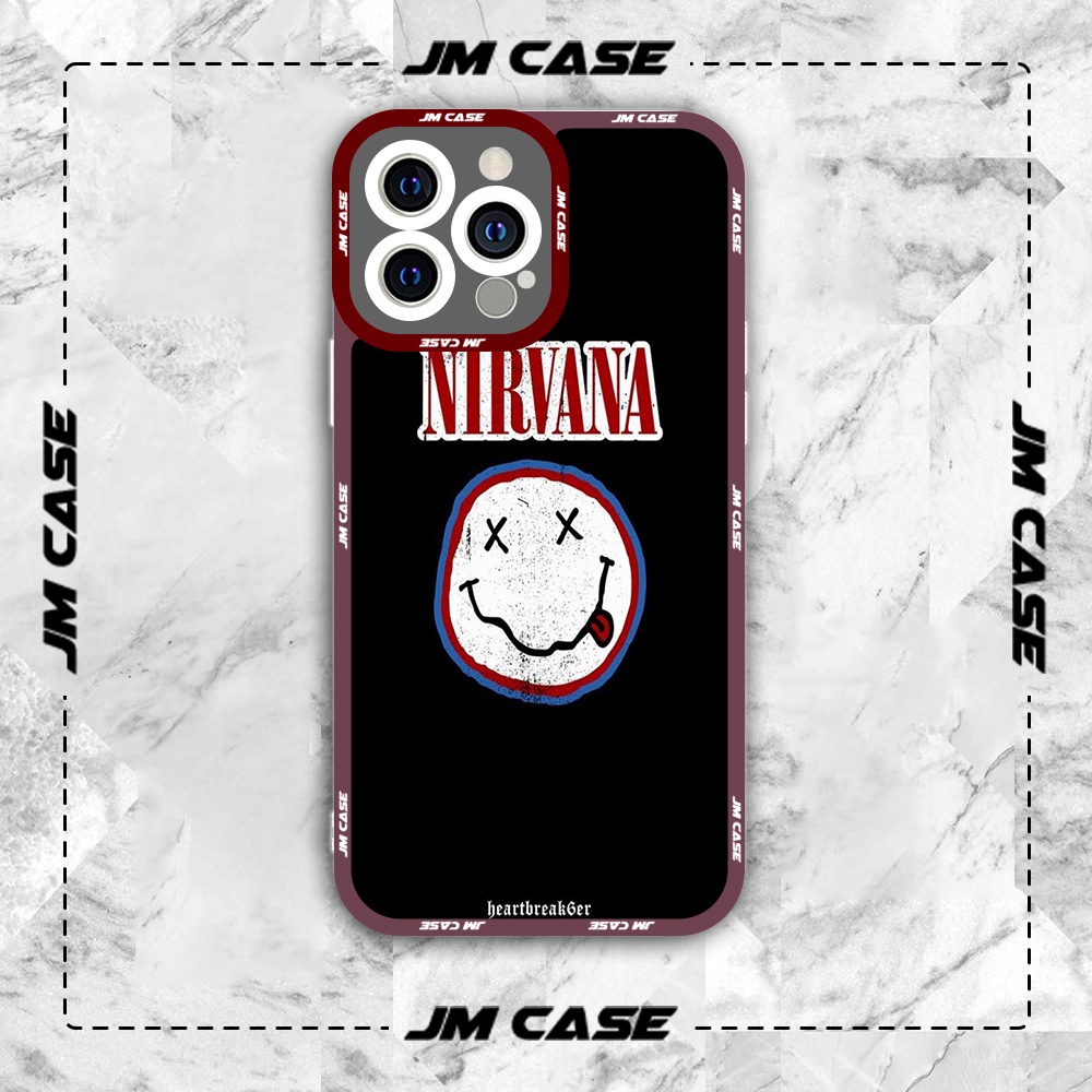 Ốp lưng iphone samsung xiaomi oppo cạnh vuông JMCase Happy Face Icon Mặt Cười Nirvana