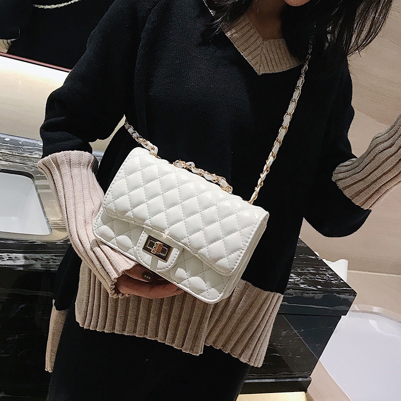 Túi Đeo Chéo Vai Có Dây Xích Kiểu Hình Thoi Nhỏ Nhắn Phong Cách Hàn Quốc Dành Cho Nữ