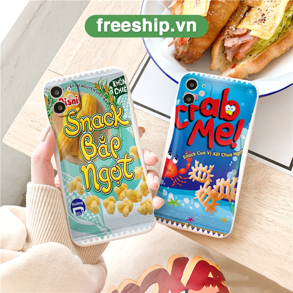Ốp vuông điện thoại iPhone Snack Bimbim Bắp, Cua BVC 6/6splus/7/7plus/8/8plus/x/xr/xs/11/12/13/14/pro/max/plus/