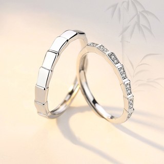 Nhẫn thép titan mạ bạc đính đá zircon thời trang cho cặp đôi
