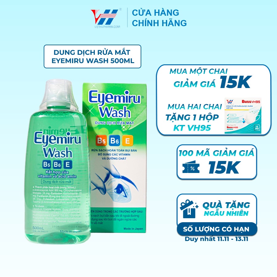 Dung dịch rửa mắt Eyemiru Wash chai 500ml