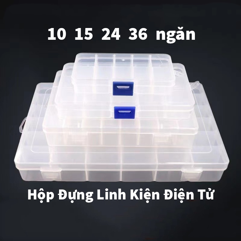 Hộp Nhựa Đựng Linh Kiện Điện Tử 10 15 24 36 Ngăn - Hộp Đựng Đồ Trang Sức Trong Suốt