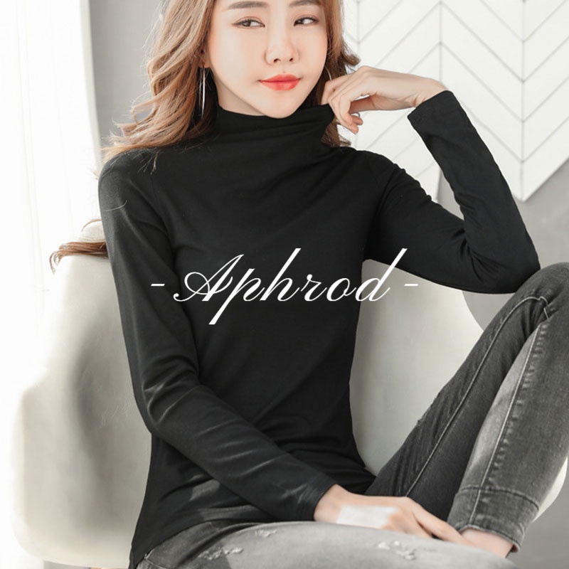 Aphrod Áo Thun Nữ Ngắn Tay Cổ Tròn Màu Trơn Thời Trang