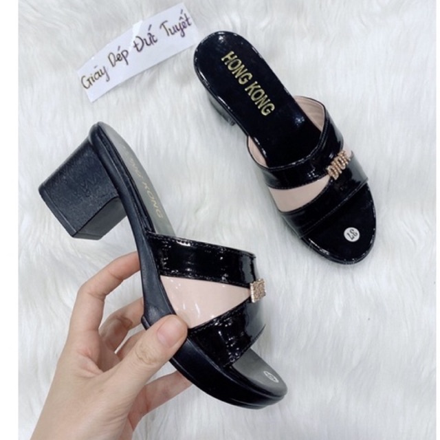 Dép nữ trung niên gót 5p 7p cho mẹ lé hồng