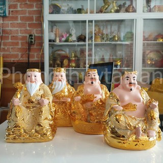 Tượng Thần Tài Thổ Địa Kim Sa Vàng Kích Thước 15cm/18cm/20cm - thờ cúng tặng kèm bột ngũ vị bao sái.