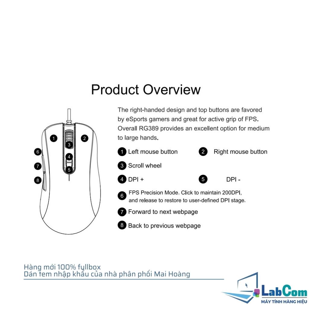 Chuột máy tính có dây cao cấp AKKO RG389 Sensor PMW3389 | 16000 DPI | TTC Golden switch | Led RGB