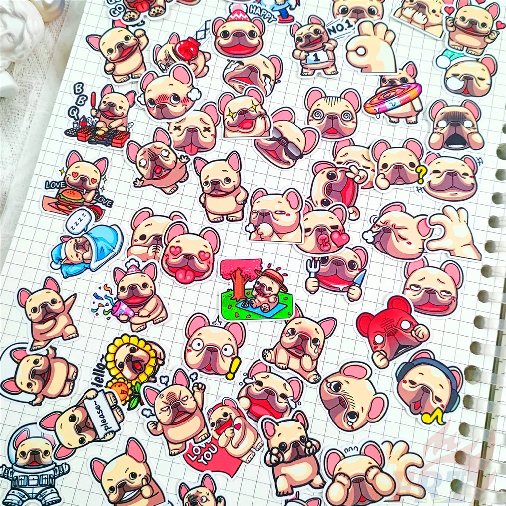 Set 120 Món Đồ Chơi Chất Lượng Cao ☆ Chó Bull Pháp. Sticker Dán Trang Trí Nhật Ký Xinh Xắn ☆ Sticker Dán Trang Trí Album Thời Trang DIY Kích Thước 2~3cm