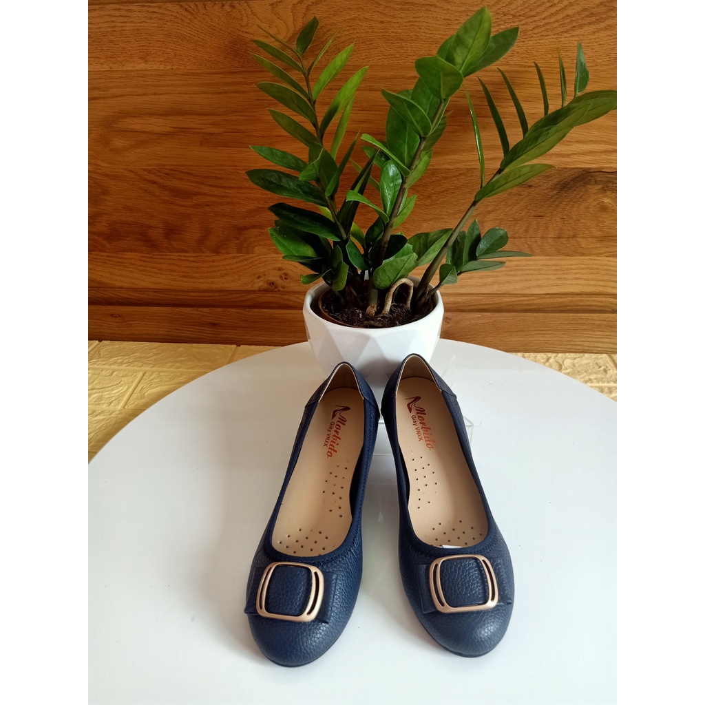 Giày Búp Bê Da Thật Mũi Tròn Đế Bệt 308 - Da Bò Thật