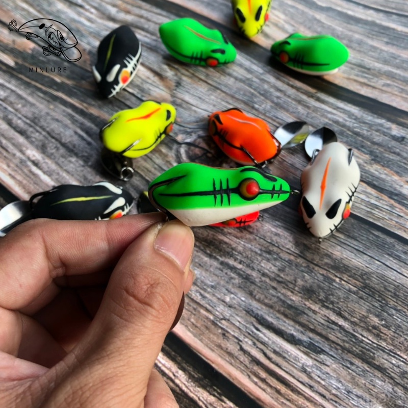 Mồi giả câu lure cá lóc nhái hơi F40 Minlure nổi chìm lưỡi độ Titan lưỡi bkk body chống vướng tốt lure cá chuối sộp