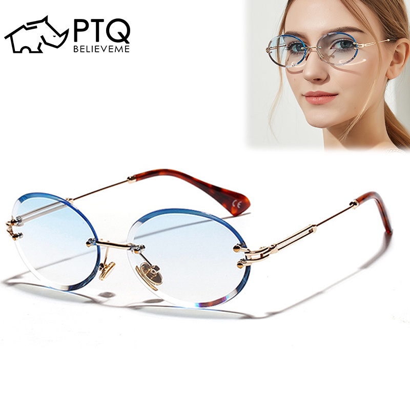 Kính Mát Gọng Oval Gọng Kim Loại Chống Tia UV400 Thời Trang 2020