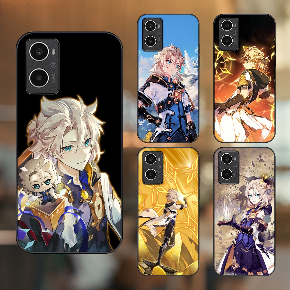 Ốp lưng Oppo A96 4G viền đen in hình Albedo Genshin Impact